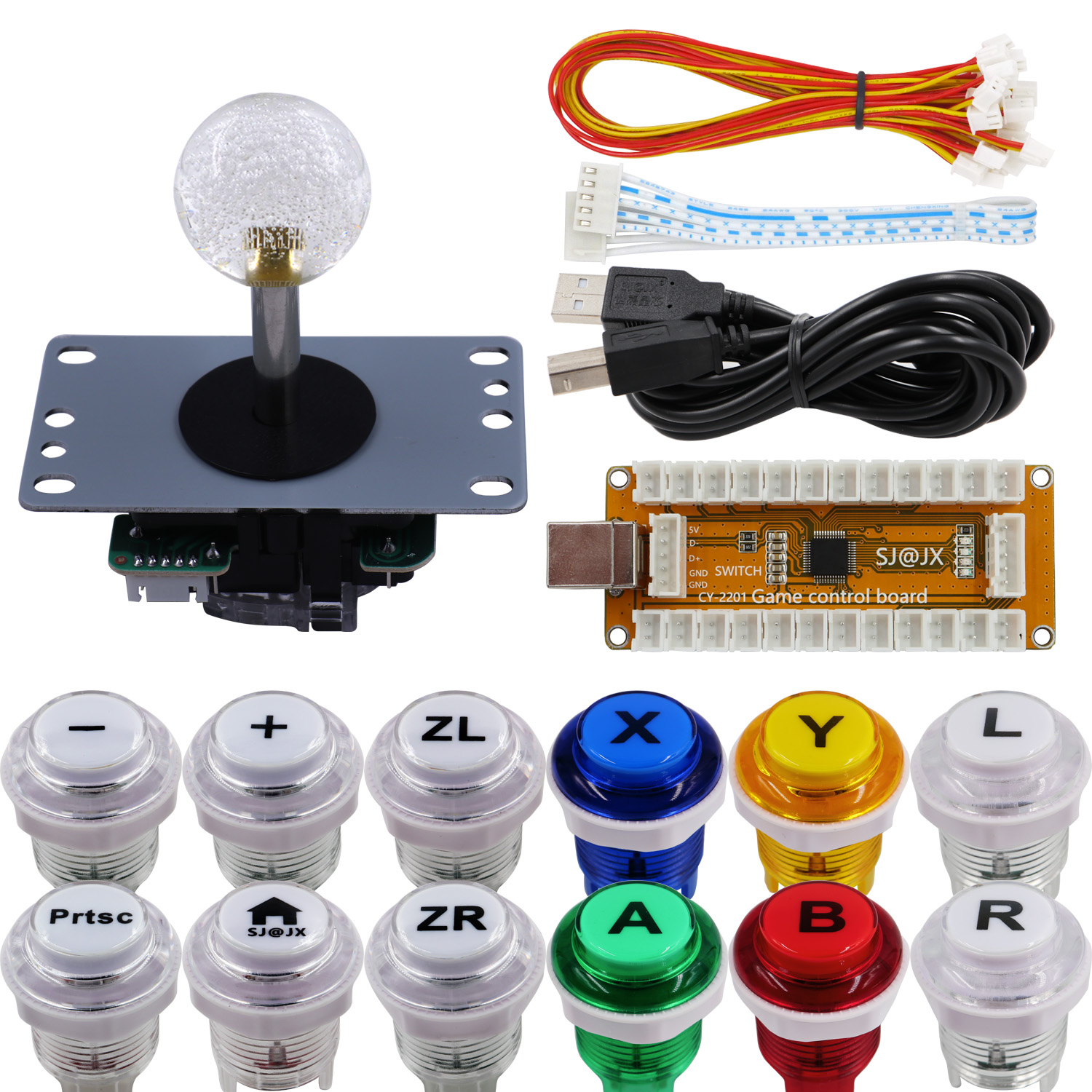 Arcade Button Kit - SJ@JX 아케이드 게임 컨트롤러 USB 인코더