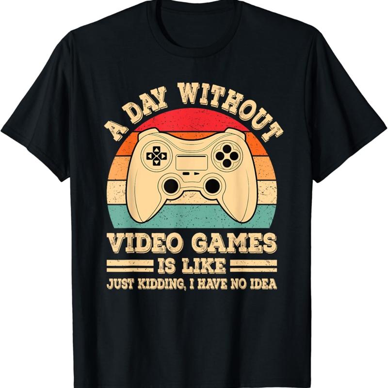 Retro Gaming T Shirts - 비디오 게임 없는 하루 재미있는 게이머