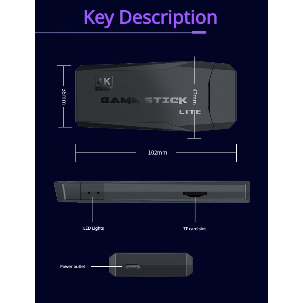 휴대용 4K 레트로 게임 스틱 콘솔, 2개의 무선 컨트 - Retro Gaming Hdmi 리뷰 및 가격