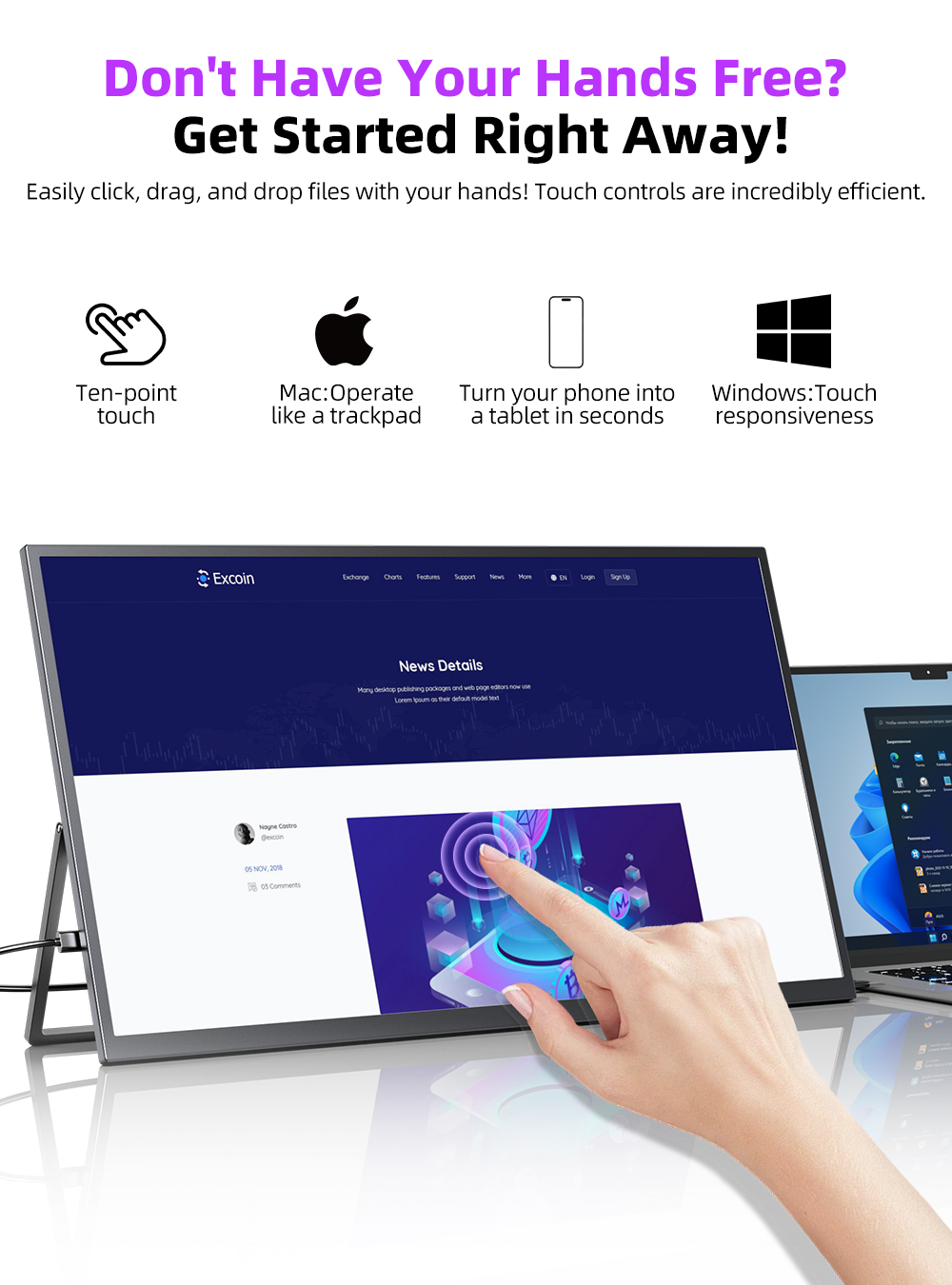UPERFECT 22인치 2K 휴대용 터치스크린 모니터 - Crt Monitor Stand 리뷰 및 가격
